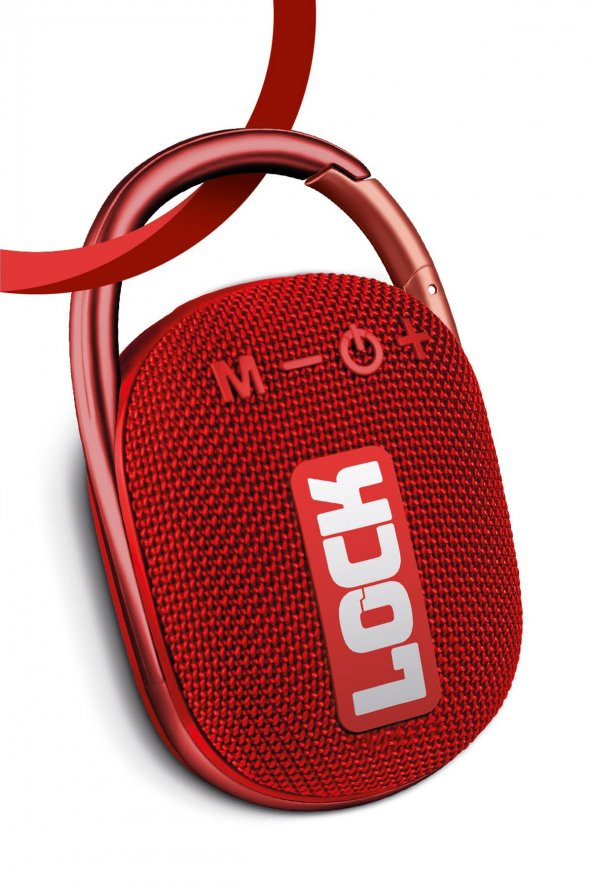 Powerway Lock Kırmızı Taşınabilir Bluetooth Hoparlör Kilit Özellikli Yüksek Ses Gücü