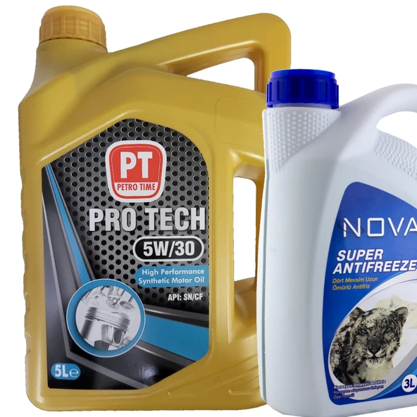 Petro Time 5W-30 Sentetik Motor Yağı 4 Litre + Yeşil Antifriz 1,5 L