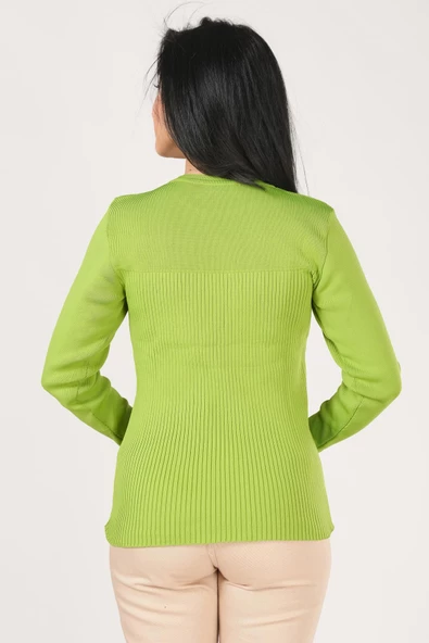 Kadın Fitilli Triko Body Yeşil - 5
