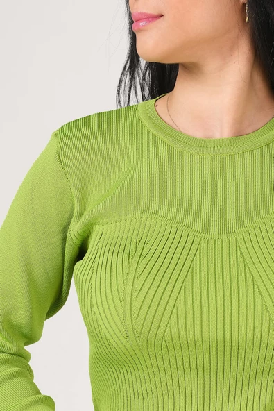 Kadın Fitilli Triko Body Yeşil - 6