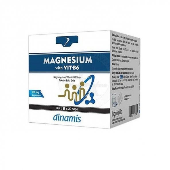 Dinamis Magnesium with Vit-B6 Magnezyum ve Vitamin B6 20 Saşe 5999551073302