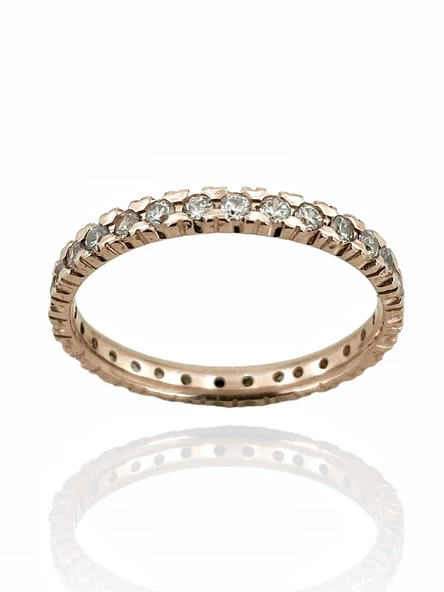 Tek Sıra Tamtur Zirkon Taşlı 14 Ayar Rose Altın Yüzük ürün görseli