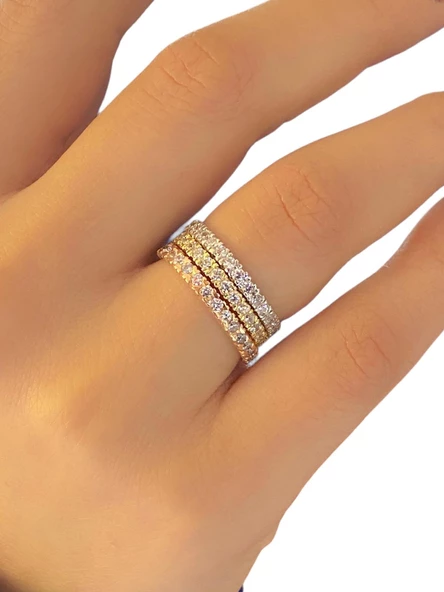 Tek Sıra Tamtur Zirkon Taşlı 14 Ayar Rose Altın Yüzük - Resim 3