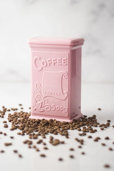 Akrilik Soft Pembe Şeker Kahve Çay Kavanozu 500 Ml (Vakum Kapak ) - 3