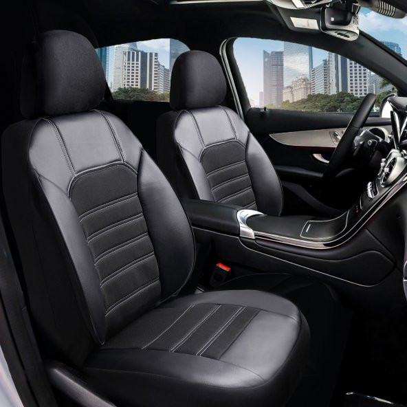 Z&C MAXTECH Honda Civic FC5 Deri Detaylı Özel Tasarım Oto Koltuk Kılıfı Seti BLACK