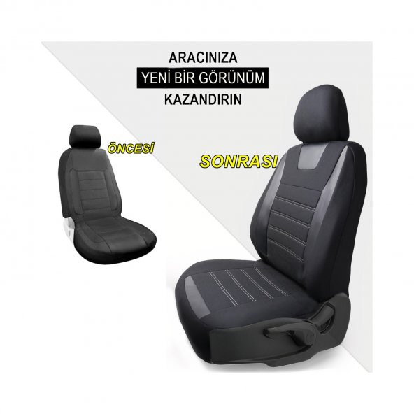 Z&C MAXTECH Fiat Egea Deri Detaylı Özel Tasarım Oto Koltuk Kılıfı Seti MAXY SB - 4