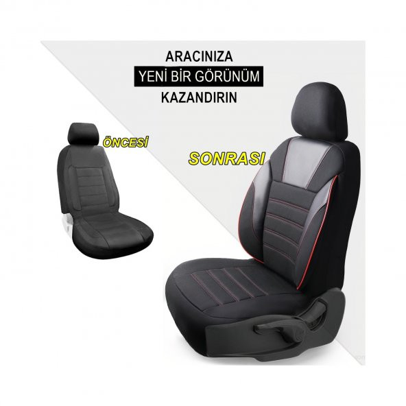 Z&C MAXTECH Kia Sorento Deri Detaylı Özel Tasarım Oto Koltuk Kılıfı Seti SİMPLE - Resim 4