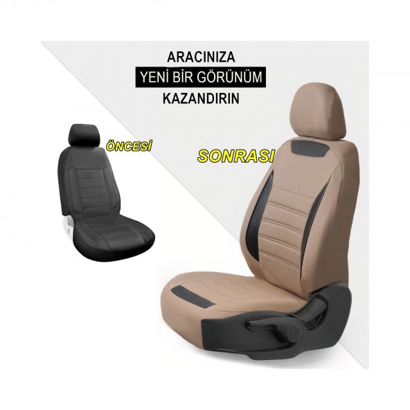 Z&C MAXTECH Dacia Sandero Stepway Deri Detaylı Özel Tasarım Oto Koltuk Kılıfı Seti SMART B - 2