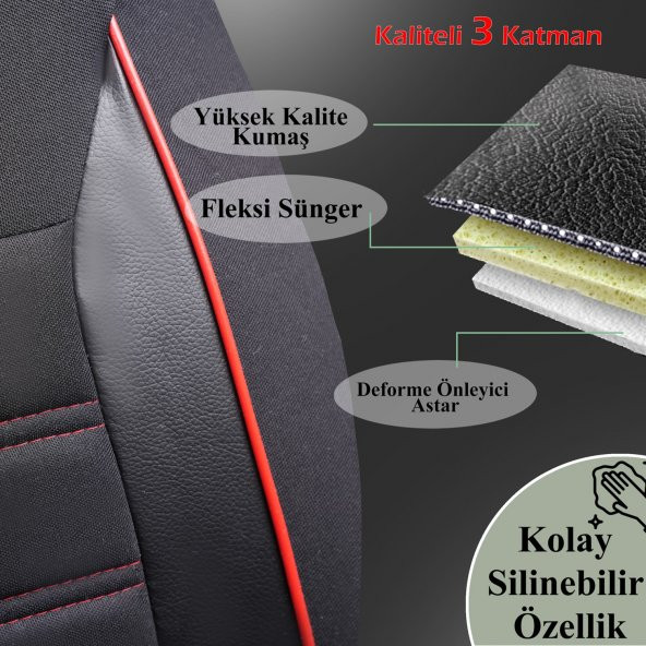 Z&C MAXTECH KİA Capital Deri Detaylı Özel Tasarım Oto Koltuk Kılıfı Seti SMART K - Resim 5