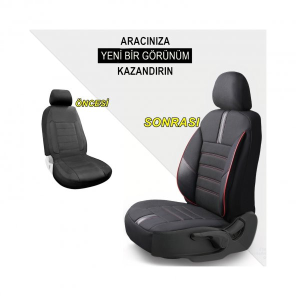 Z&C MAXTECH Peugeot 207 Deri Detaylı Özel Tasarım Oto Koltuk Kılıfı Seti Star - 4