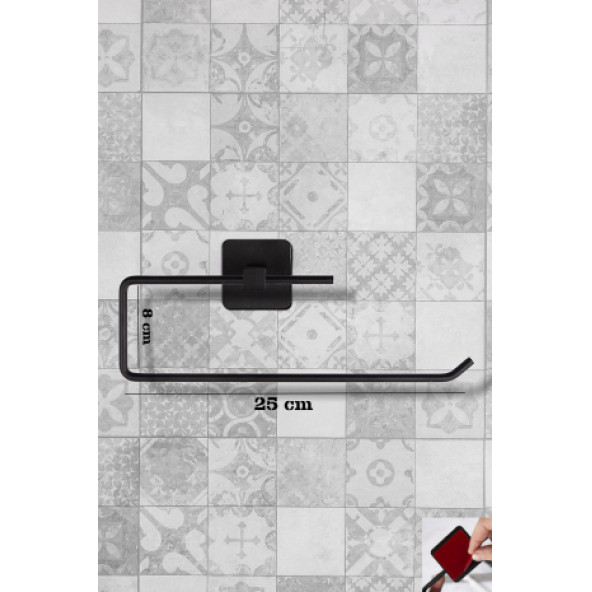 Kağıt Rulo Havluluk, Peçetelik, Yapışkanlı Tasarım, Banyo Askısı / SİYAH - M3