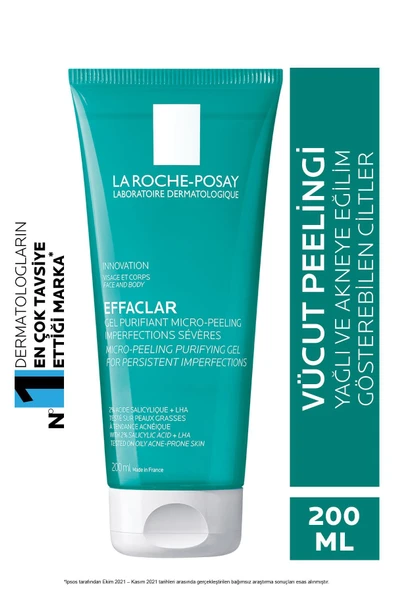 LA ROCHE POSAY Effaclar Mikro-peeling Arındırıcı Jel 200 ml- Akneye Eğilim Gösteren Ciltler 3337875708265