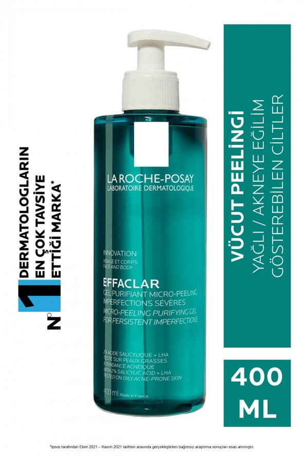 LA ROCHE POSAY Effaclar Mikro-peeling Arındırıcı Jel 400 ml- Akneye Eğilim Gösteren Ciltler