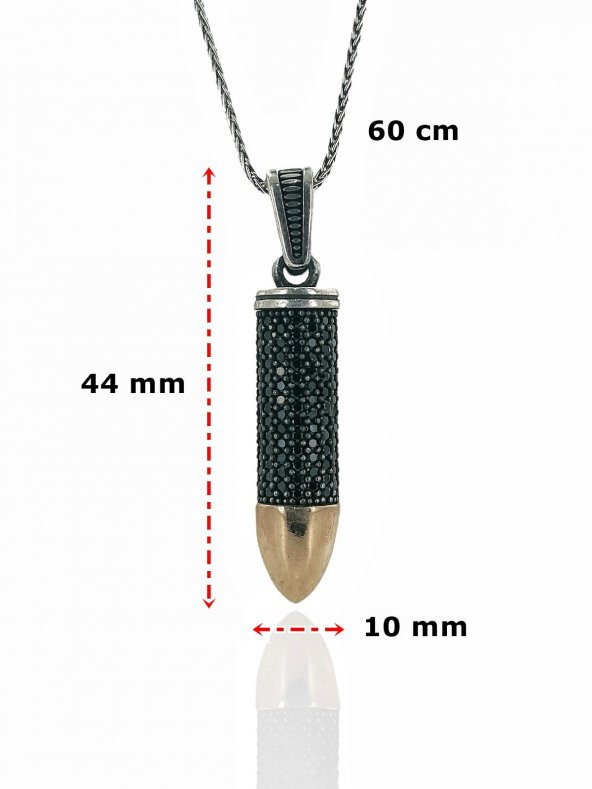 Üst Kalite Özel Tasarım Mermi 925 Ayar Kolye Uzun Zincir 60 cm - 4