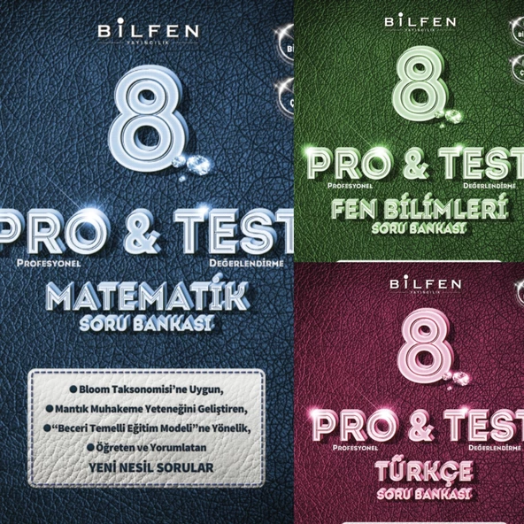 Bilfen Yayıncılık 8. Sınıf Matematik Fen Türkçe Pro Test Soru Bankası Seti Hediyeli