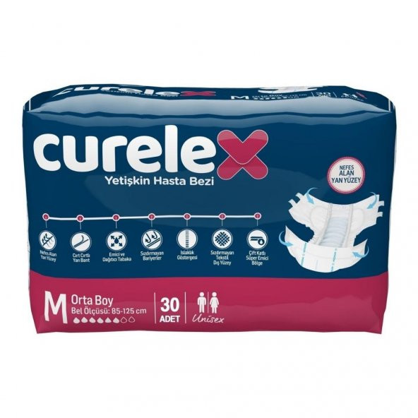 Curelex Yetişkin Hasta Bezi Medium Ekonomik Orta Boy 30lu - 2