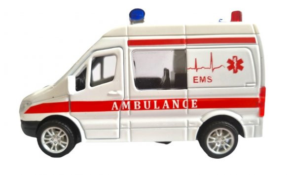 3 adet Metal Çek-Bırak Işıklı Sesli Kapıları Açılır Kapanır Kurtarma Aracı 12cm - 3