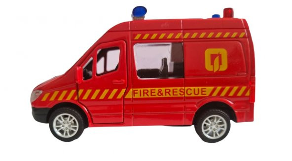 3 adet Metal Çek-Bırak Işıklı Sesli Kapıları Açılır Kapanır Kurtarma Aracı 12cm - 5