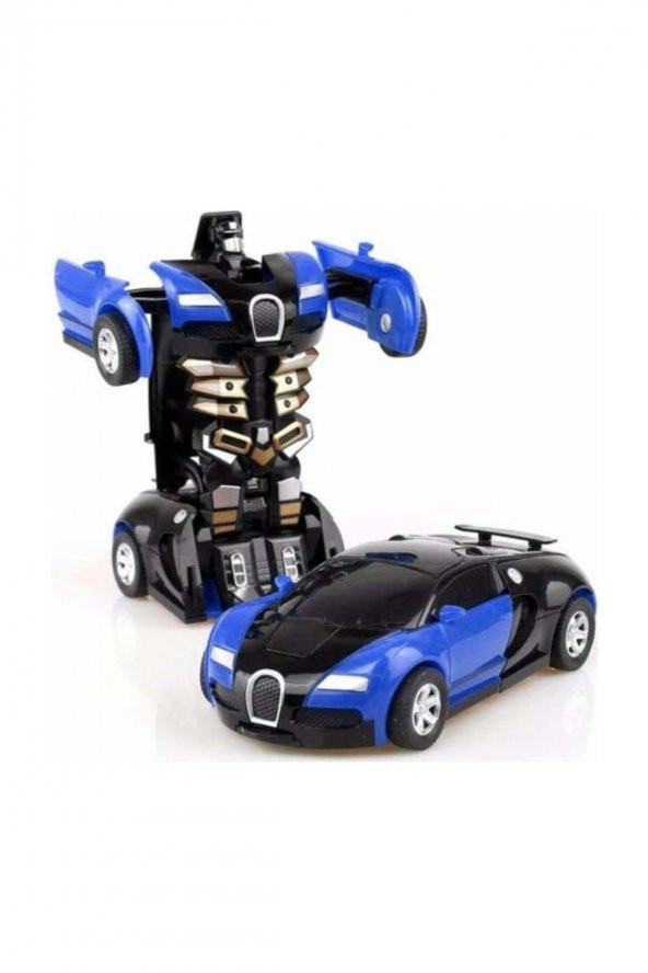 Oyuncak Robota Dönüşen Metal Çek Bırak Araba Mavi Bugatti