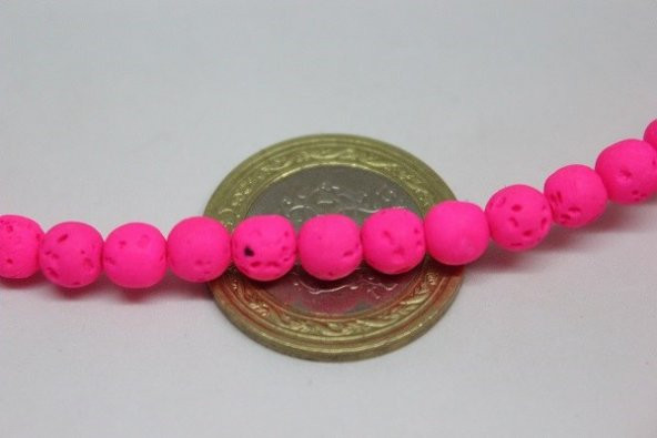 Lav Taşı Fosforlu Pembe Renkli Dizi 6mm - Resim 3