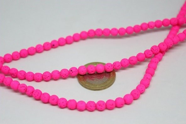 Lav Taşı Fosforlu Pembe Renkli Dizi 6mm - Resim 4