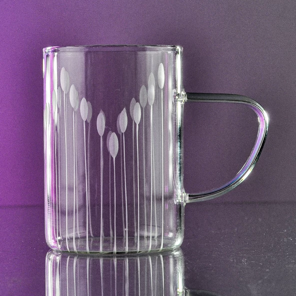 DECOCIA K50 BOROSİLİKAT 6LI İNCE CAM KUPA 200CC VEGA DESENLİ - Resim 2