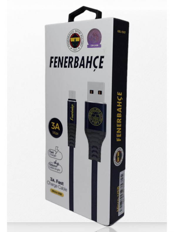Fenerbahçe Lisanslı Micro USB 3A Şarj Kablosu 1 Metre Hızlı Şarj Destekli - 2