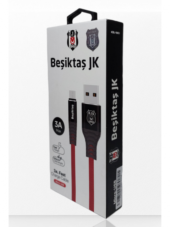 Beşiktaş Lisanslı Micro USB 3A Şarj Kablosu 1 Metre Hızlı Şarj Destekli - 2