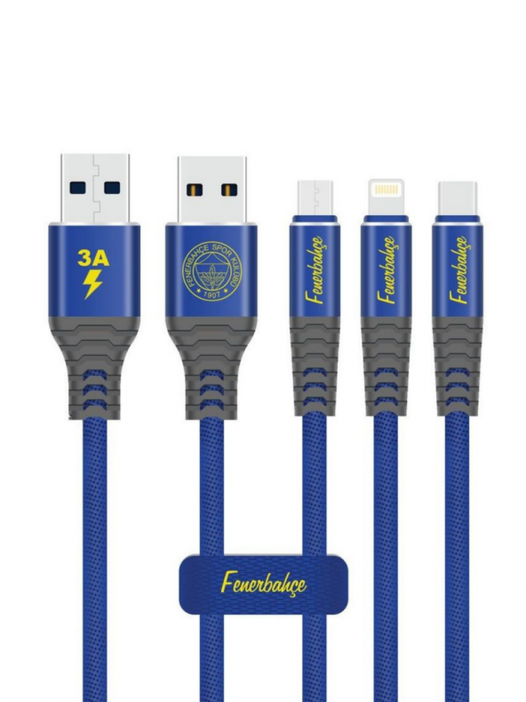 Fenerbahçe Lisanslı Micro USB 3A Şarj Kablosu 1 Metre Hızlı Şarj Destekli - 4