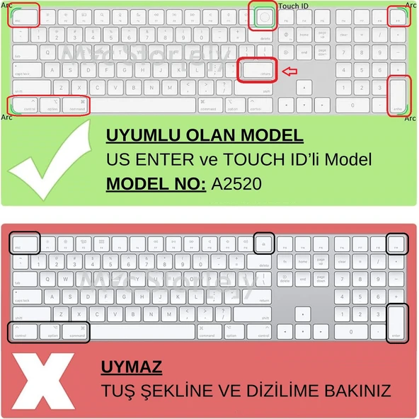 Magic Keyboard A2520 Klavye Koruyucu US Düzenli Touch ID Sayısal Tuş Takımı Uyumlu Silikon - 3