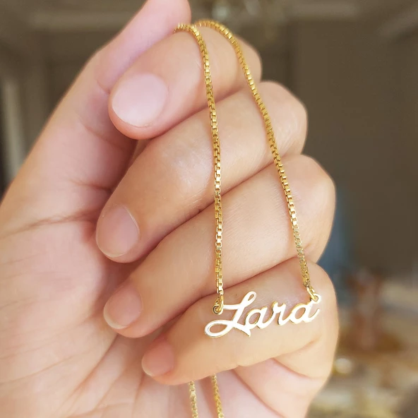 Vaoov Gümüş İsimli Küp Zincir Kolye - Resim 3