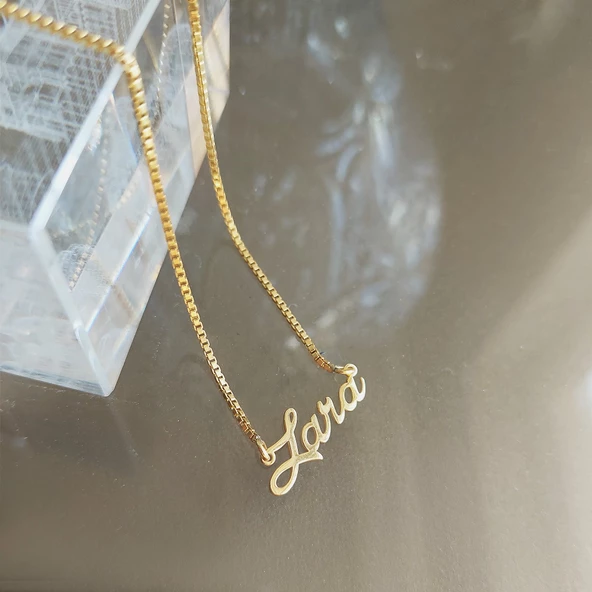 Vaoov Gümüş İsimli Küp Zincir Kolye - Resim 4