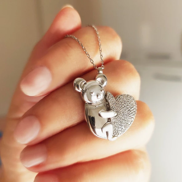 Vaoov 925 Ayar Gümüş İsimli Koala Kolye - Resim 3