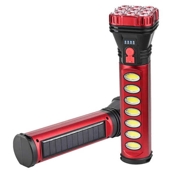 POWERMASTER HB-707-2 9+4 LEDLİ SOLAR + ŞARJLI EL FENERİ - 2