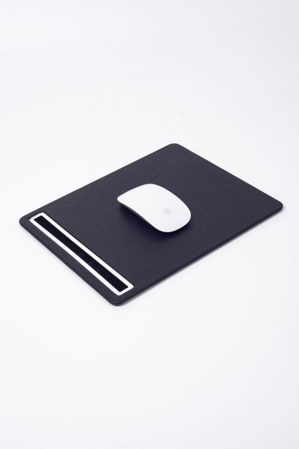 Deri Mousepad Siyah Krom Detaylı - 2