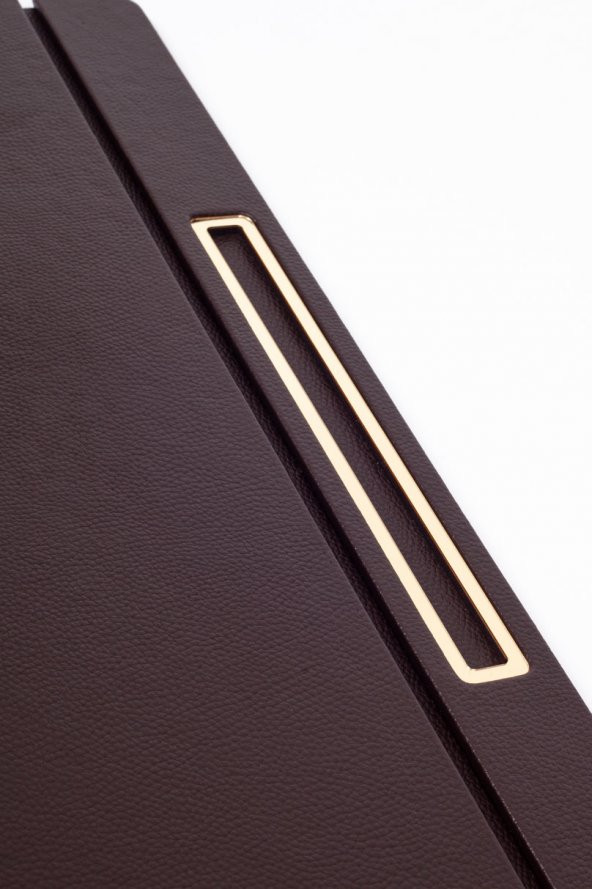 Deri Kapaklı Masa Sümeni Kahve Gold Detaylı 50x35cm - 3