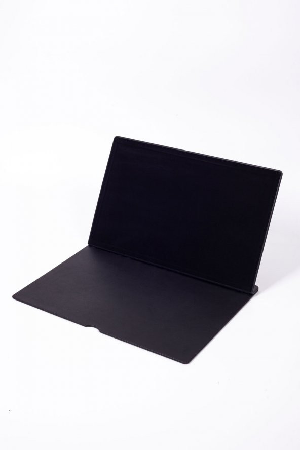 Deri Kapaklı Masa Sümeni Siyah Gold Detaylı 50x35cm - 4