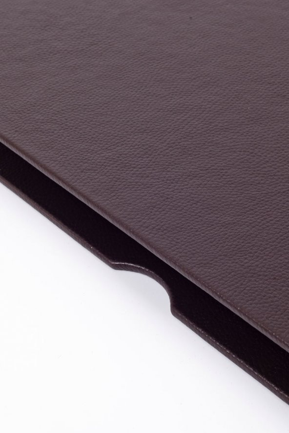 Deri Kapaklı Masa Sümeni Kahve Gold Detaylı 50x35cm - 2