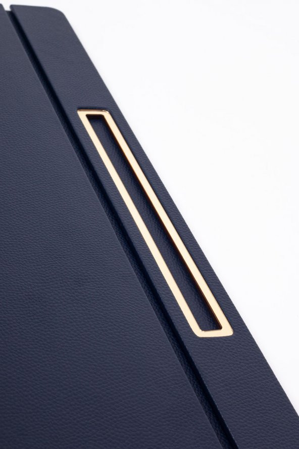 Deri Kapaklı Masa Sümeni Lacivet Gold Detaylı 50x35cm - 3