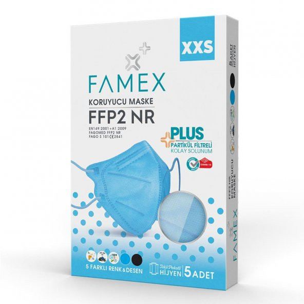 FAMEX N95 FFP2 KORUYUCU ERKEK ÇOCUK MASKESİ 5 FARKLI RENK VE DESENLİ 5 ADET DUCK MODELİ