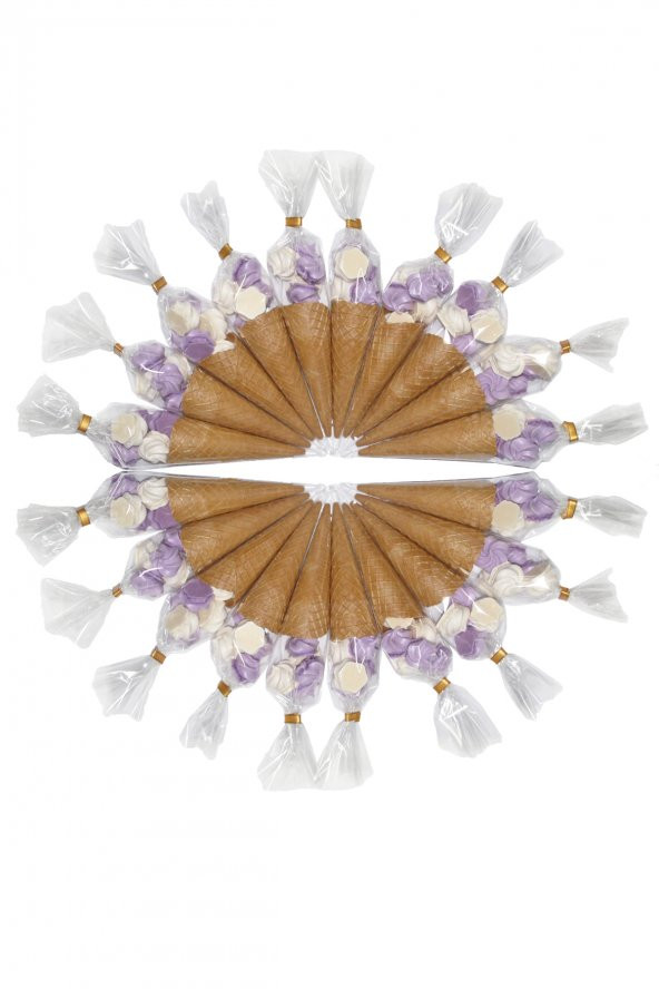 Süt Çocuk Kornet Külah Beze 24 Adet MOR - BEYAZ - 3