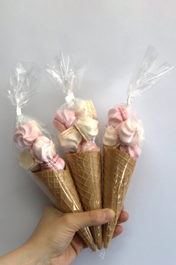 SÜT ÇOCUK Kornet Külah Beze 24 Adet PEMBE - BEYAZ - 2