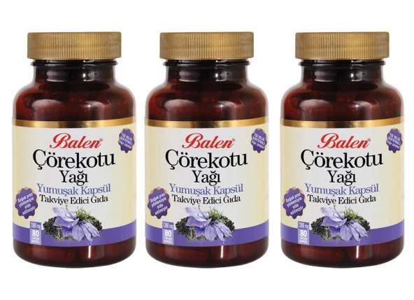 3 Adet Balen Çörekotu Yağı 80 Yumuşak Kapsül ürün görseli 1
