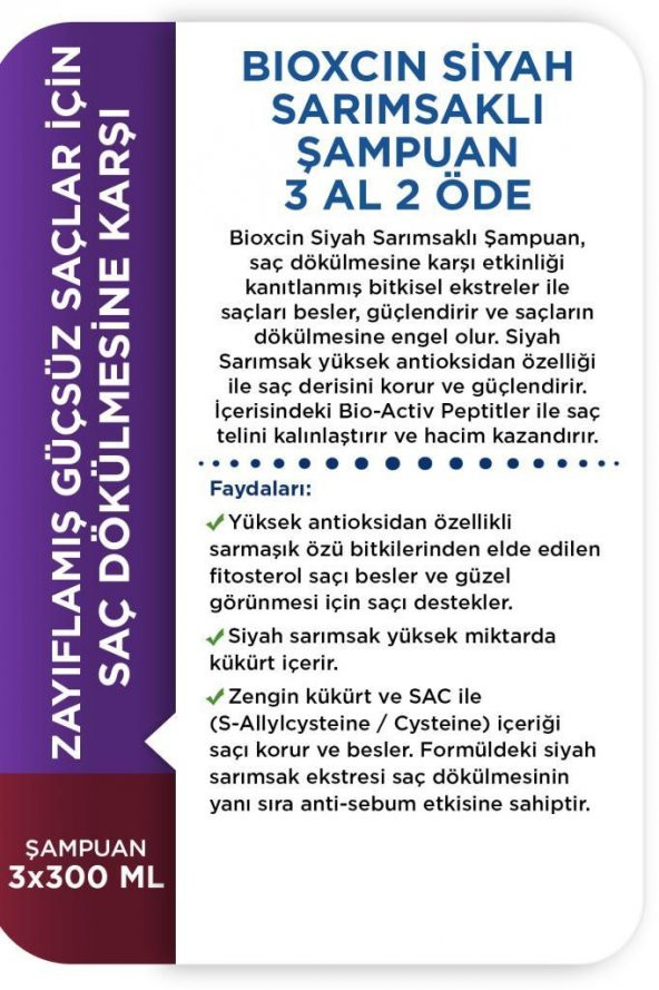 Bioxcin Siyah Sarımsaklı Şampuan 3 Al 2 Öde - 5