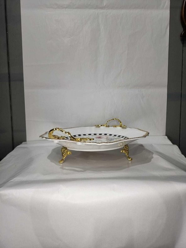 Canba Altıgen Damalı Pembe Güllü Servis 41x36x14 cm - 3