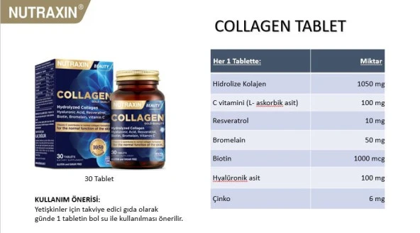 Nutraxin Collagen 30 Tablet - Resim 2