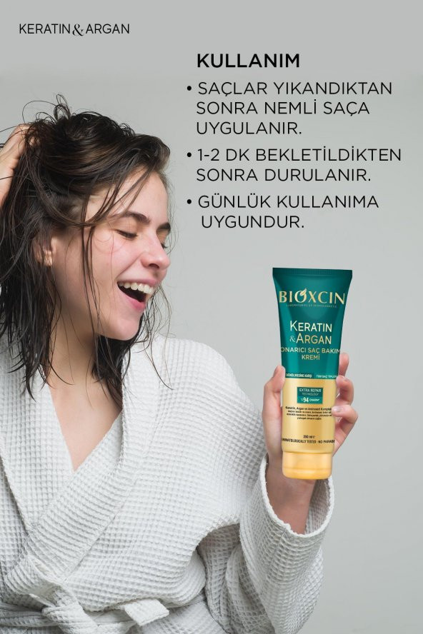 Bioxcin Keratin Argan Onarıcı Saç Bakım Kremi 250ml - 3