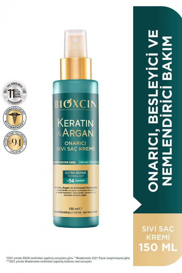 Bioxcin Keratin & Argan Onarıcı Sıvı Saç Bakım Kremi 150 ml