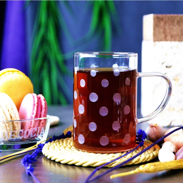 DECOCIA K50 BOROSİLİKAT 6LI İNCE CAM KUPA 200CC HOTPOINT DESENLİ - Resim 2