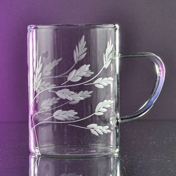 DECOCIA K50 BOROSİLİKAT 3LÜ İNCE CAM KUPA 200CC SÜRGÜN DESENLİ - Resim 3